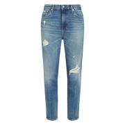 Blauwe Mom Fit Tapered Leg Jeans Calvin Klein , Blue , Dames