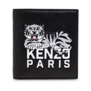 Zwarte Leren Portemonnee Stijlvolle Moderne Man Kenzo , Black , Heren