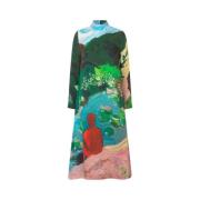 Abstract Landschap Lange Mouw Midi Jurk Stine Goya , Multicolor , Dame...