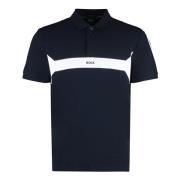 Katoenen Polo Shirt met Geribbelde Randen Hugo Boss , Blue , Heren