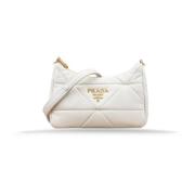 Leren schoudertas met rits Prada , White , Dames