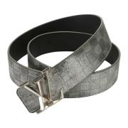 Pre-owned Leather belts Louis Vuitton Vintage , Gray , Heren