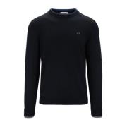 Heren Merino Wol Katoen Trui Sun68 , Black , Heren