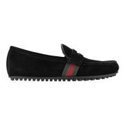 Suede Slip-On Loafers Gucci , Black , Heren