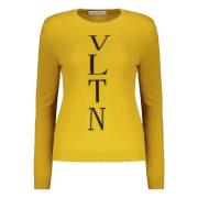 Geribbelde wollen trui met logodetail Valentino Garavani , Yellow , Da...