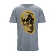 Heren Grafische Print Katoenen T-Shirt Alexander McQueen , Gray , Here...