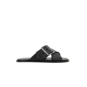 Zwarte platte sandalen met bloemblaadje Loewe , Black , Dames