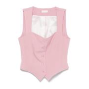 Roze Mouwloze Top met Voorknoppen Liu Jo , Pink , Dames