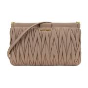 Leren Schoudertas Magnetische Knoop Miu Miu , Beige , Dames