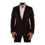 Elegante Bruine Cord Blazer Slim Fit Dolce & Gabbana , Brown , Heren