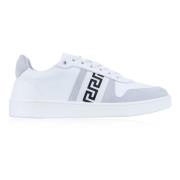 Leren Vetersneakers met Grieks Motief Versace , White , Dames