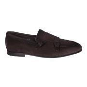 Bruine Suède Monkstrap Schoenen Santoni , Brown , Heren