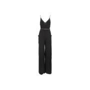 Chique Viscose Jumpsuit met Riem Elisabetta Franchi , Black , Dames