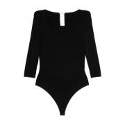 Zwarte Top met Halflange Mouwen Wolford , Black , Dames