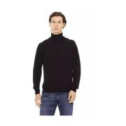 Trendy Turtleneck Trui Baldinini , Black , Heren