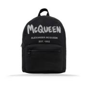 Stijlvolle Leren Damesrugzak Alexander McQueen , Black , Dames