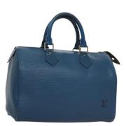 Pre-owned Leather handbags Louis Vuitton Vintage , Blue , Dames