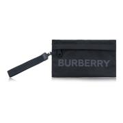 Stoffen Handtas Clutch met Rits Burberry , Black , Dames