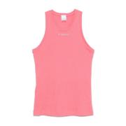 Blush Pink Mouwloze Logo Top Pinko , Pink , Dames