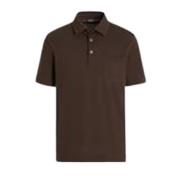 Bruine Katoenen Poloshirt Korte Mouwen Ermenegildo Zegna , Brown , Her...