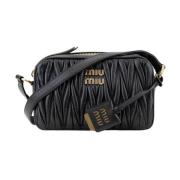 Leren Dames Schoudertas met Rits Miu Miu , Black , Dames