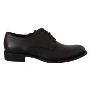 Elegante Zwarte Leren Derby Schoenen Dolce & Gabbana , Black , Heren