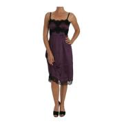 Elegante paarse zijden kanten chemise jurk Dolce & Gabbana , Purple , ...