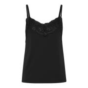 Zwarte Kant Top & T-Shirts Ichi , Black , Dames