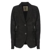 Zwarte Linnen Blazer met Bloemenpatroon UMA Wang , Black , Dames