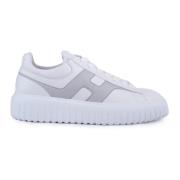 Witte Leren Sneakers Contrast Logo Hogan , White , Heren