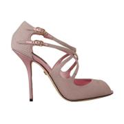 Roze Glitter Peep Toe High Heels Dolce & Gabbana , Pink , Dames