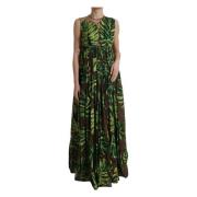 Elegante Bananenblad Print Zijden Jurk Dolce & Gabbana , Multicolor , ...