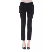 Zwarte Acryl Slim Fit Broek met Patronen Byblos , Black , Dames