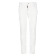 Witte Katoenen Jeans met Logopatch Dsquared2 , White , Heren