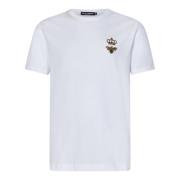 Wit T-shirt met gouden borduursel Dolce & Gabbana , White , Heren