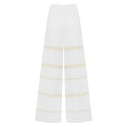 Katoenen Wijde Pijp Broek Zig Zag Liviana Conti , White , Dames