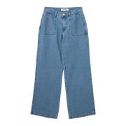 Denim Blue Wide Leg High Waist Jeans Sofie Schnoor , Blue , Dames