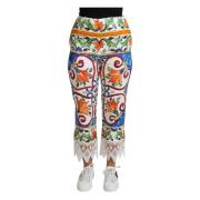 Majolika Cropped Broek met Hoge Taille Dolce & Gabbana , Multicolor , ...