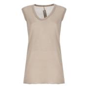 Beige Katoenen V-hals Mouwloze Top Rick Owens , Beige , Dames