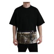 Leopard Print Elegant T-Shirt Dolce & Gabbana , Black , Heren