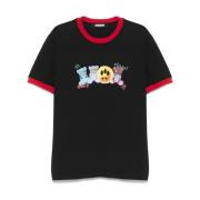 Zwarte Crew Neck T-shirt met Front Print Barrow , Black , Heren