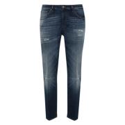 Blauwe Denim 5-Pocket Lage Taille Jeans Dondup , Blue , Heren