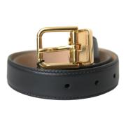 Zwart Lederen Gouden Gesp Riem Mannen Dolce & Gabbana , Black , Heren