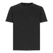 Zwarte Katoenen T-shirt met reliëflogo Dondup , Black , Heren