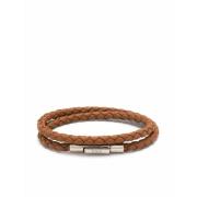 Bruin Leren Geweven Band Armband Tod's , Brown , Heren