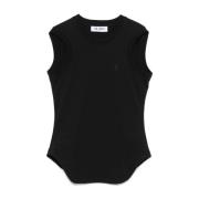 Zwarte Crew Neck Mouwloze Tanktop The Attico , Black , Dames