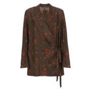 Bruine Bloemenprint Jas voor Vrouwen UMA Wang , Brown , Dames