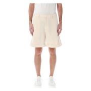 Denim Geplooide Bermuda Shorts Valentino Garavani , Beige , Heren