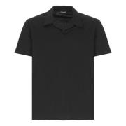 Zwarte Katoenen Poloshirt Kraag Korte Mouwen Dondup , Black , Heren