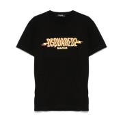 Zwart Logo Print Crew Neck T-shirt Dsquared2 , Black , Heren